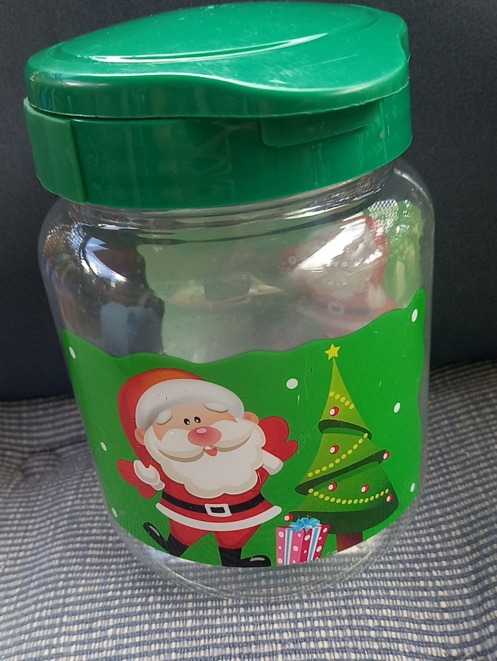 Holiday Santa Cookie Jar with Green Lid